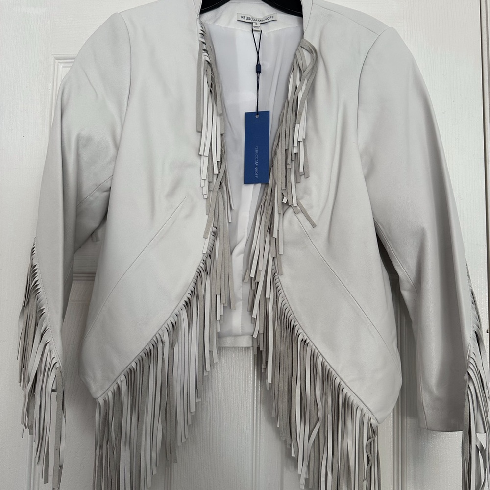 NWT Rebecca Minkoff leather jacket with fringe
